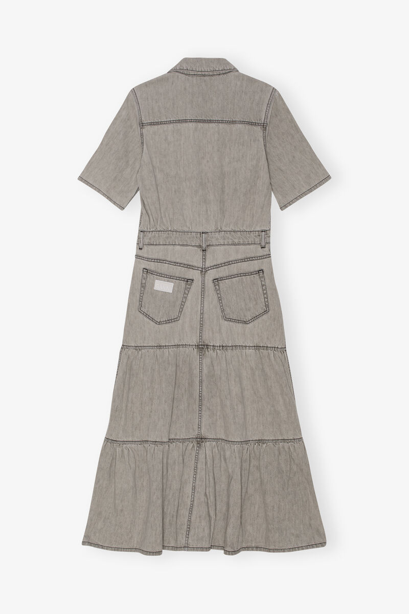 Grey Future Long Denim Kleid, Organic Cotton, in colour Gray Quill - 2 - GANNI