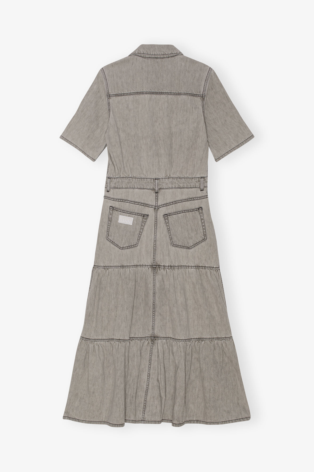 Grey Future Long Denim Kleid, Organic Cotton, in colour Gray Quill - 2 - GANNI