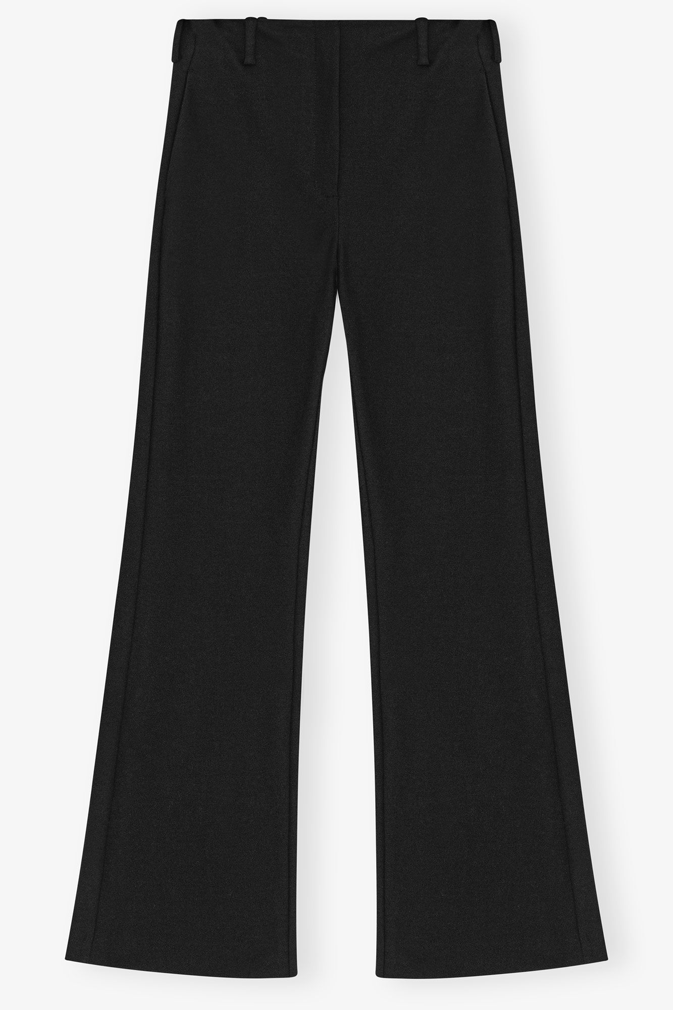 Svarta skräddade utsvängda byxor i kraftig bomull, Elastane, in colour Black - 1 - GANNI