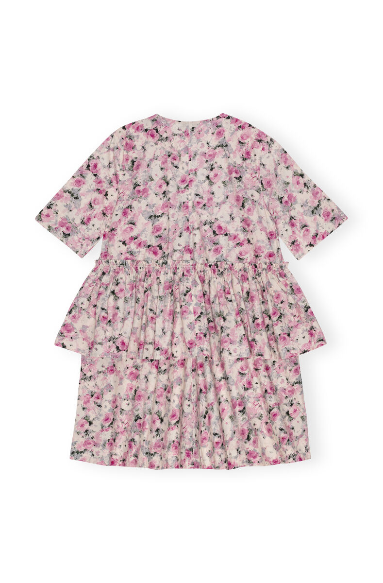 Printed Cotton Flounce Mini Dress, Cotton, in colour Orchid Smoke - 2 - GANNI