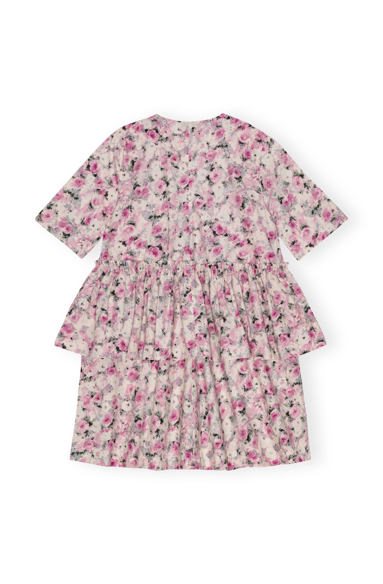 Printed Cotton Flounce Mini Dress, Cotton, in colour Orchid Smoke - 2 - GANNI