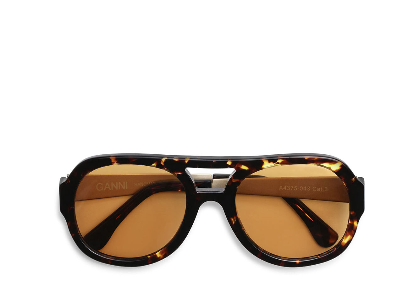 Brown Chunky Aviator Sonnenbrille, Acetate, in colour Brandy Brown - 1 - GANNI