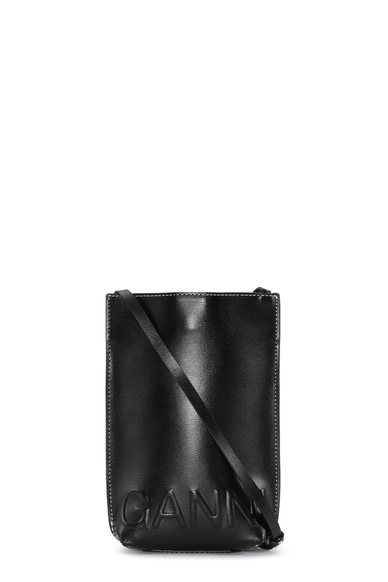 Small Banner Crossbody Bag, Recycled Leather, in colour Black - 1 - GANNI