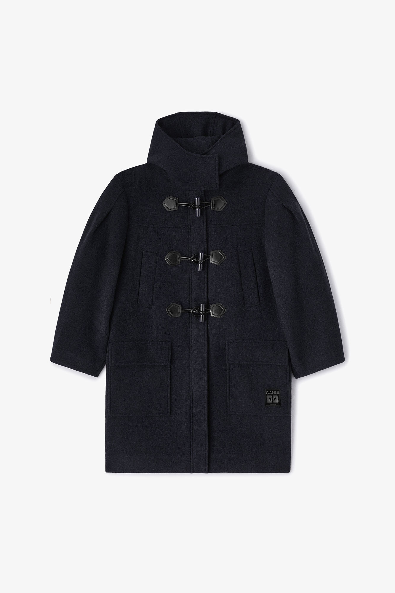 Wool Duffle Coat, in colour Sky Captain - 1 - GANNI
