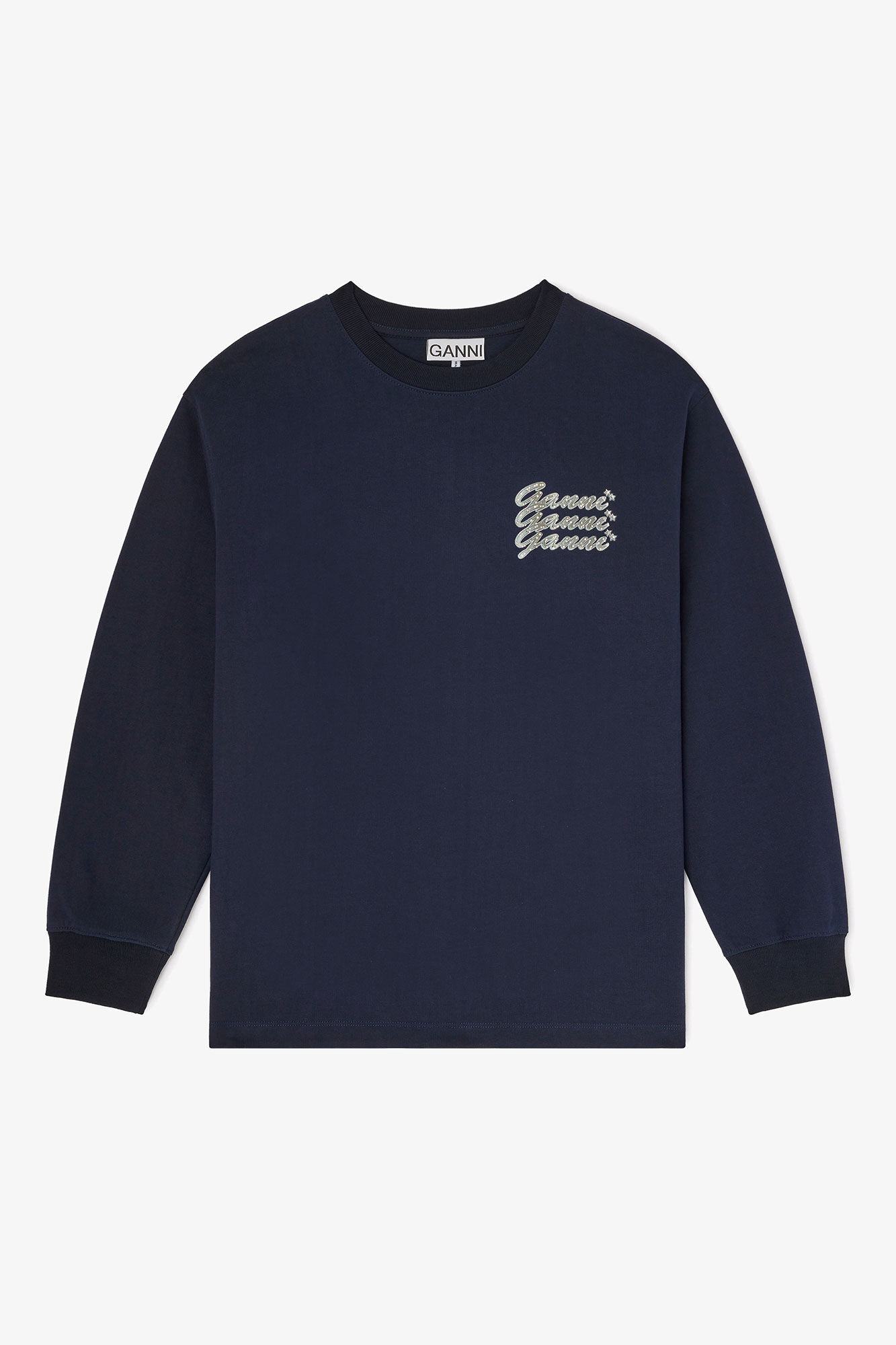 Black GANNI Sweatshirt, Cotton, in colour Sky Captain - 1 - GANNI