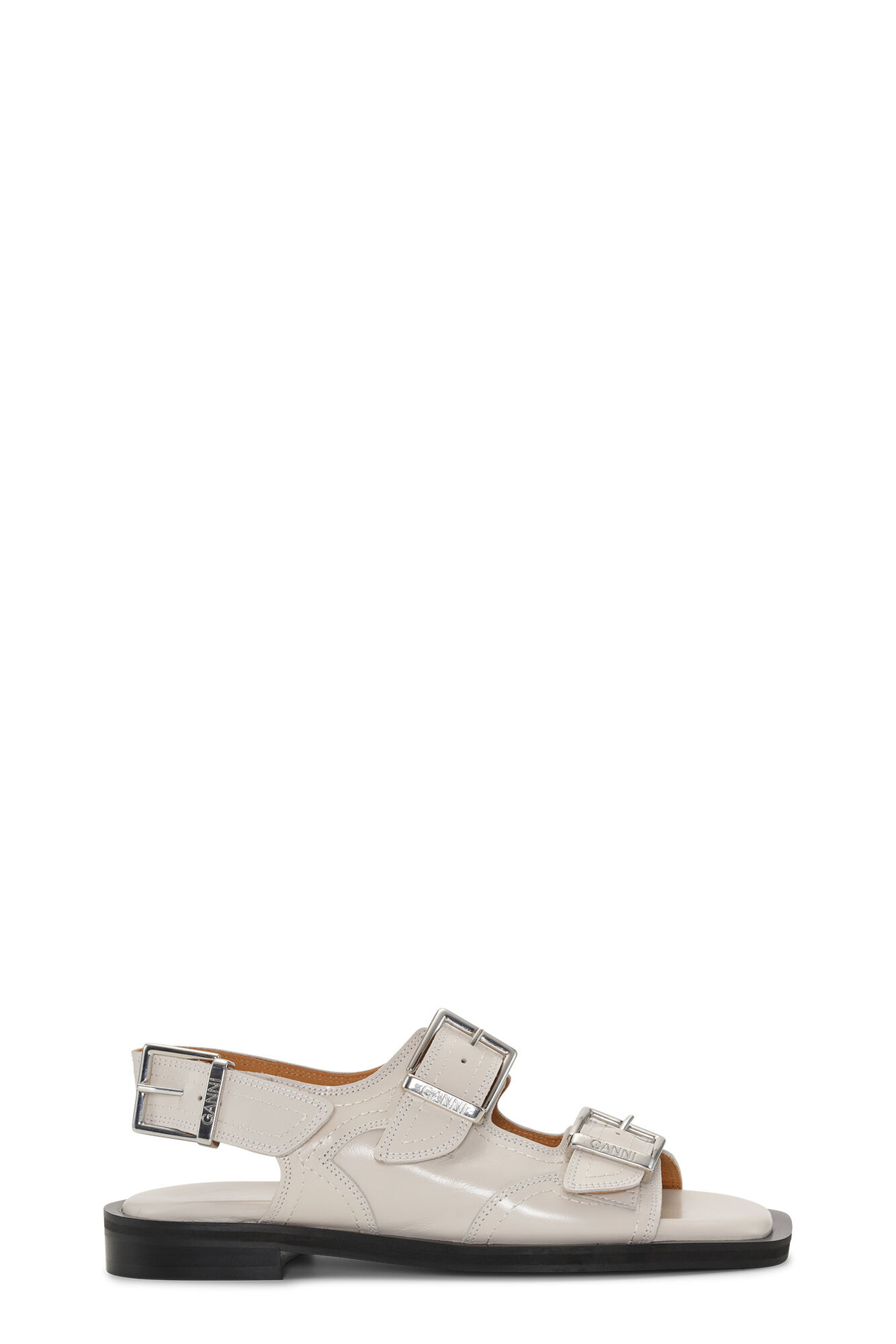 Egret white embroidered western sandaler ganni dk