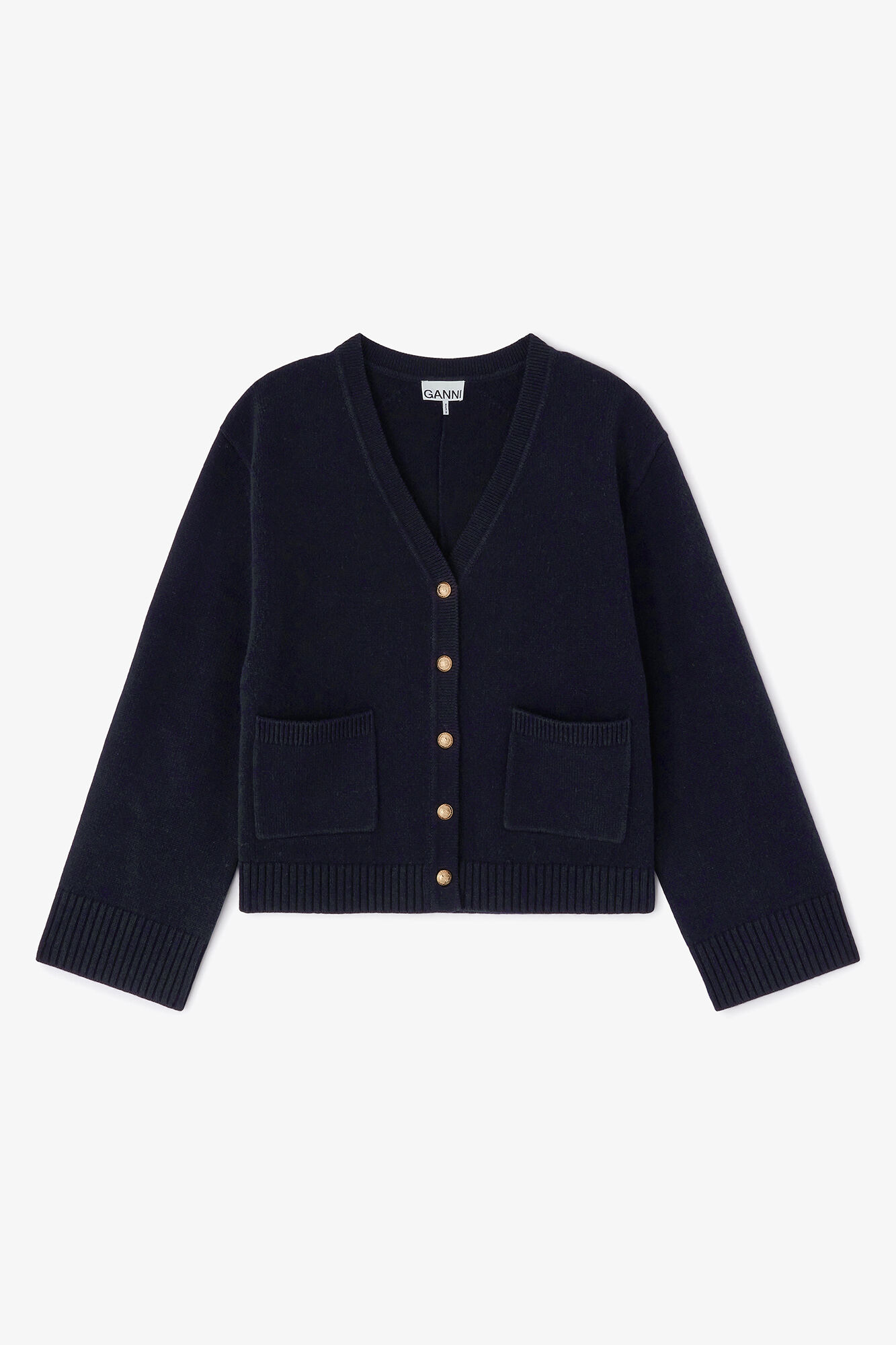 GANNI クロップド カーディガン ブルー クロップド ブルー（青）系 Ganni(ガニー) カーディガン(レディース