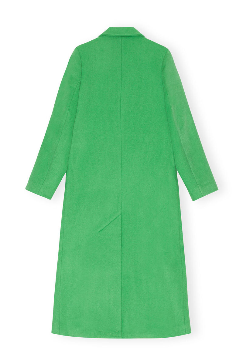 Wool Coat, Polyester, in colour Kelly Green - 2 - GANNI