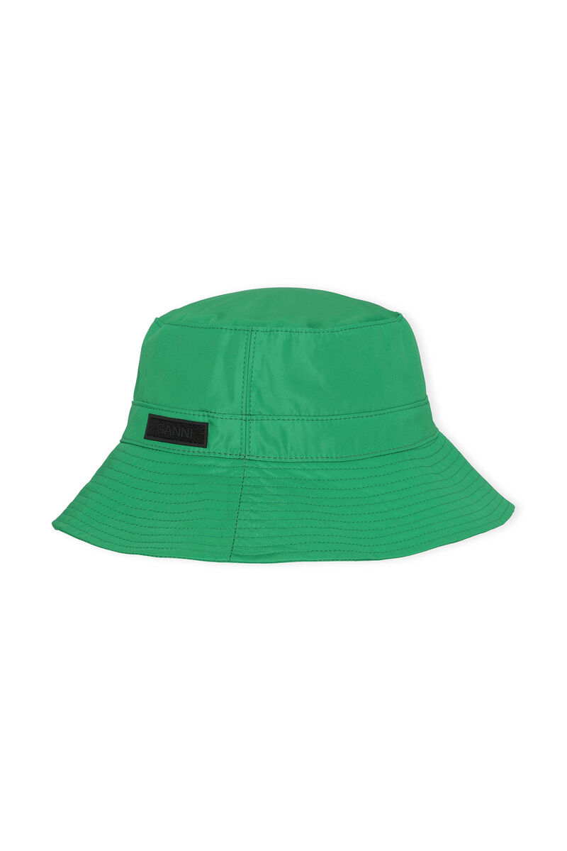 Green Tech Bucket Hat, Recycled Polyester, in colour Kelly Green - 1 - GANNI