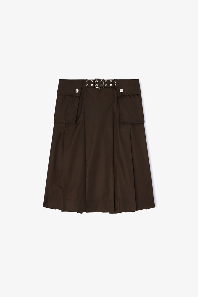 Duchesse Nylon Pleated Skirt, Demitasse
