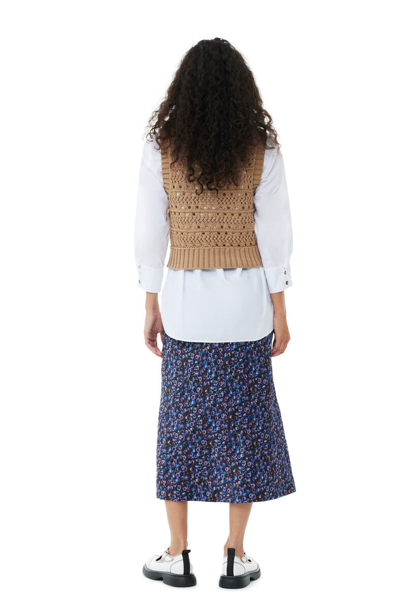 Brown Cotton Rope Short-vest, Organic Cotton, in colour Tiger's Eye - 4 - GANNI