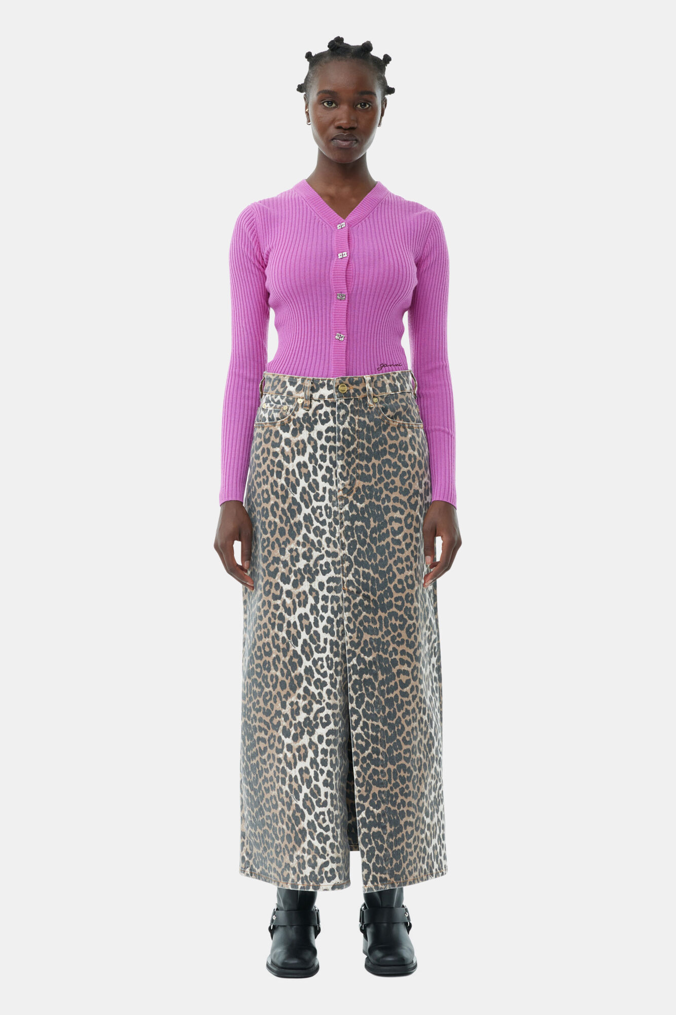 Women's Leopard Summer Print Slit Skirt main image 1