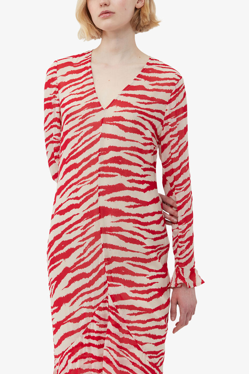 Printed Light Georgette Maxi Dress, Viscose, in colour Castle Wall - 4 - GANNI