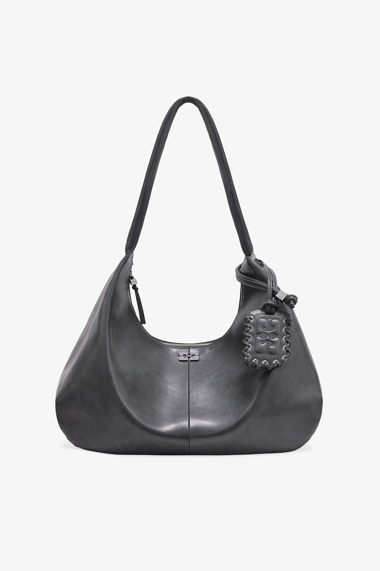 Steal Grey XXL Hobo Bag, Lyocell, in colour Steal Grey - 1 - GANNI