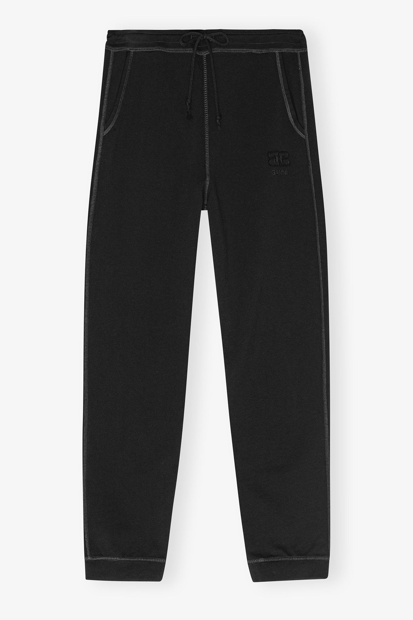 Schwarze Isoli-Hose mit Bündchen, Cotton, in colour Black - 1 - GANNI