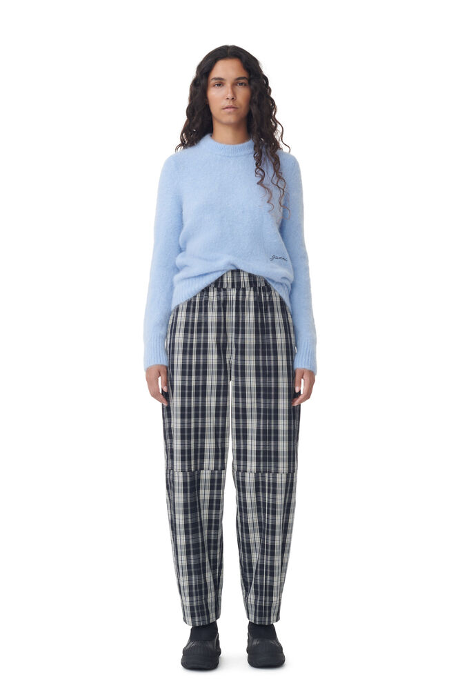 Checkered Cotton Elasticated Curve Pants
