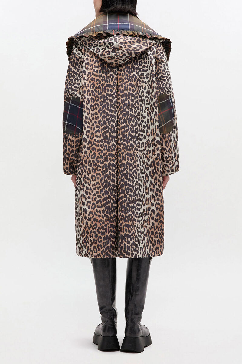 Manteau long imprim&eacute; l&eacute;opard, Recycled Polyester, in colour Leopard - 2 - GANNI