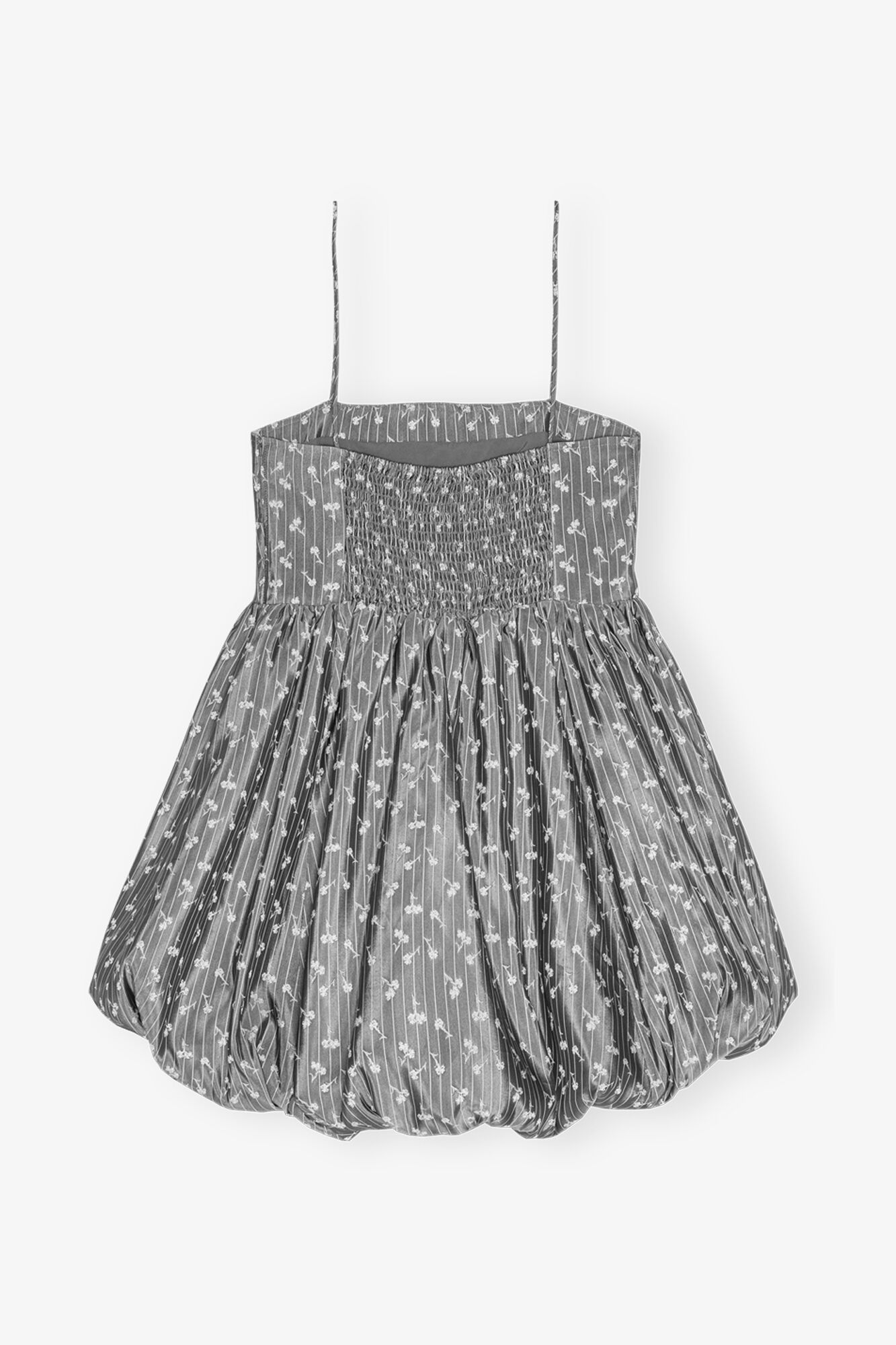 Grey Jacquard Strap Mini Dress, Acetate, in colour Smoked Pearl - 2 - GANNI