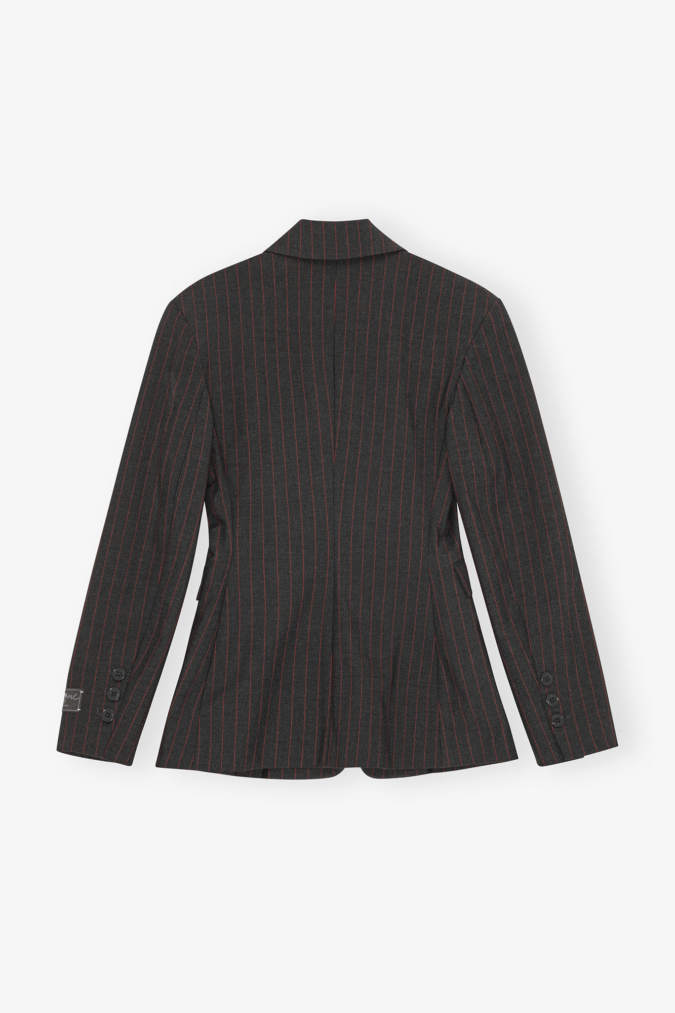 Schwarzer Nadelstreifenblazer, Elastane, in colour Phantom - 2 - GANNI