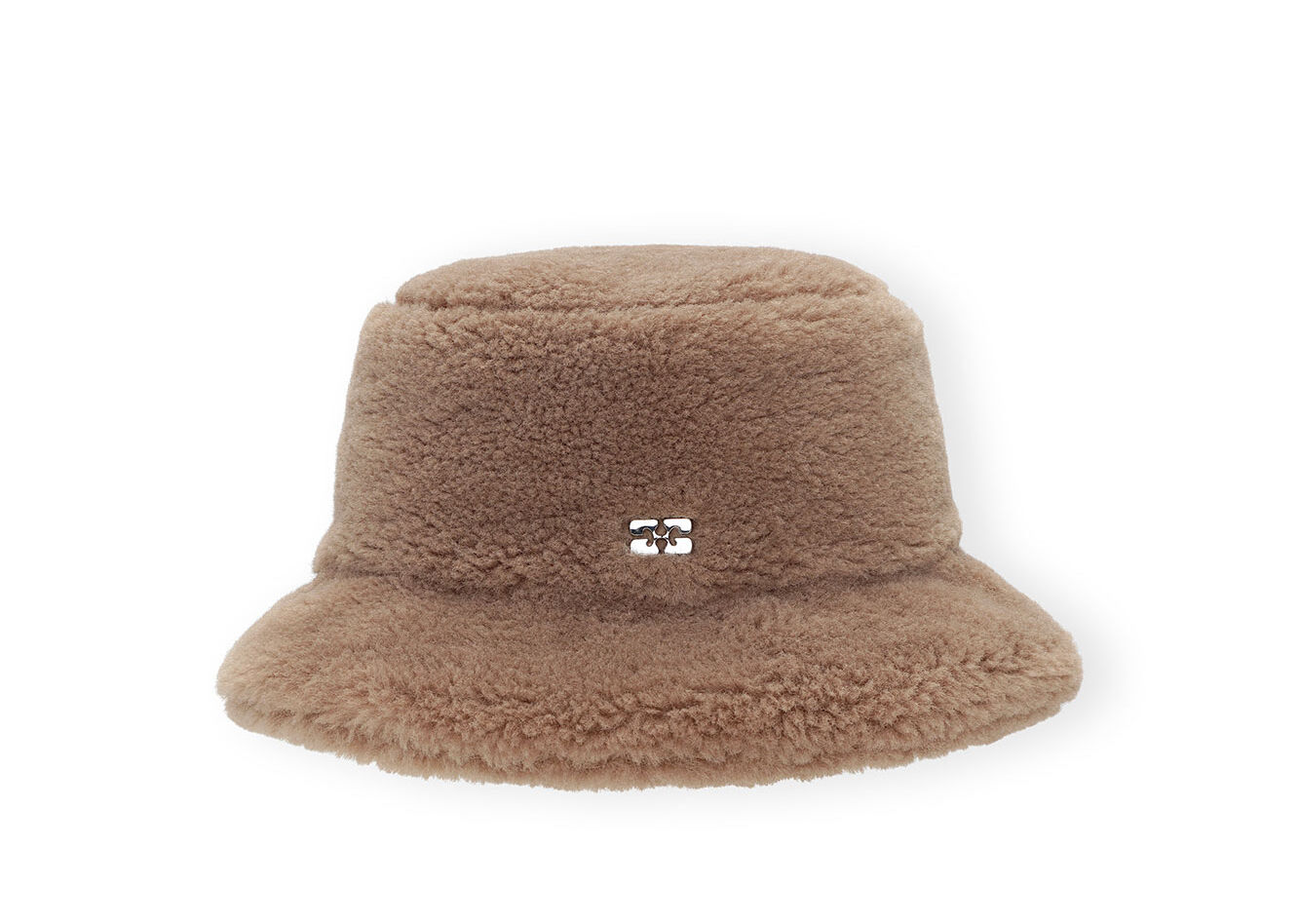 Light Grey Fluffy Tech Bucket hatt, Recycled Polyester, in colour Oyster Gray - 1 - GANNI