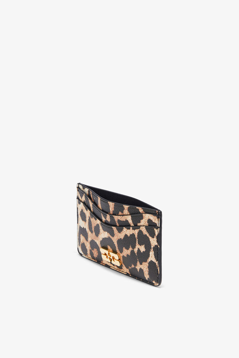 Leopard Grained Bou Card Holder, in colour Almond Milk - 3 - GANNI