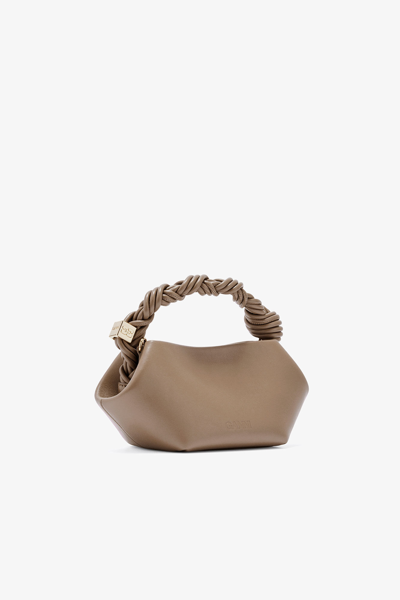 Mini Bou Bag in Brown, Recycled Leather, in colour Coca Mocha - 2 - GANNI