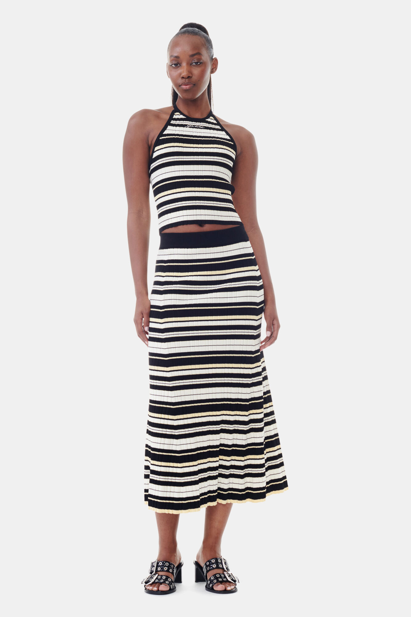 Future Rib Halterneck Top, Elastane, in colour Multicolour - 2 - GANNI