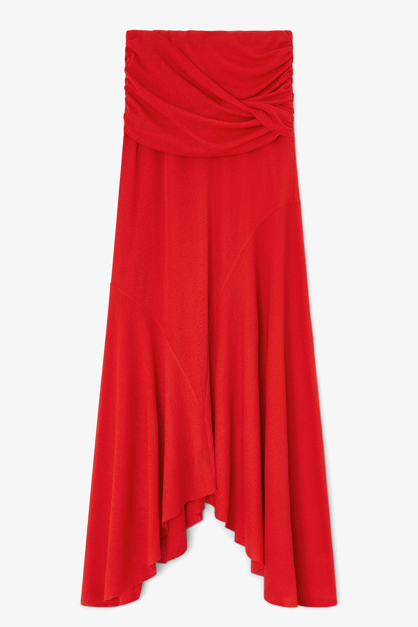 Jupe longue en maille chin&eacute;e rouge, Recycled Polyester, in colour Goji Berry - 1 - GANNI