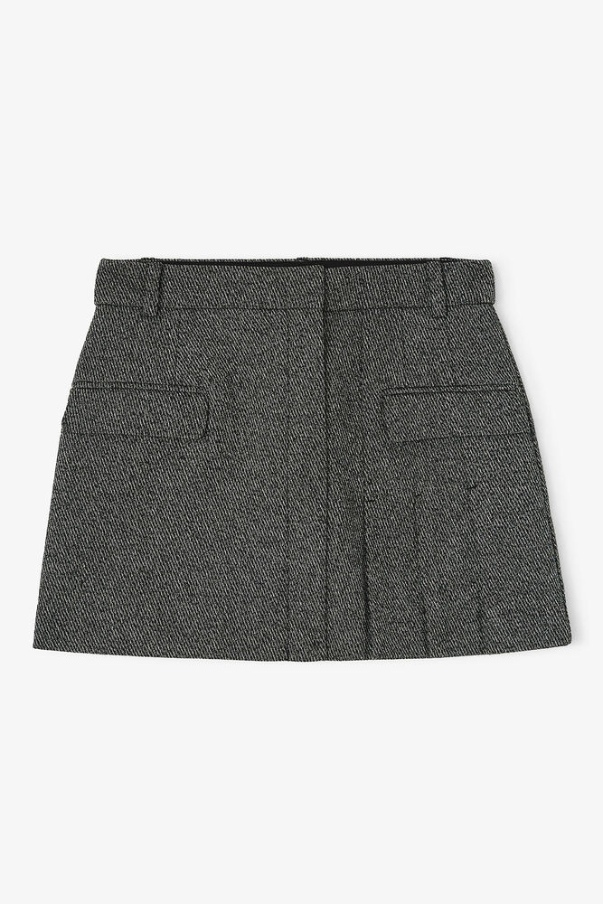 Grey Suiting Mini Skirt, Black