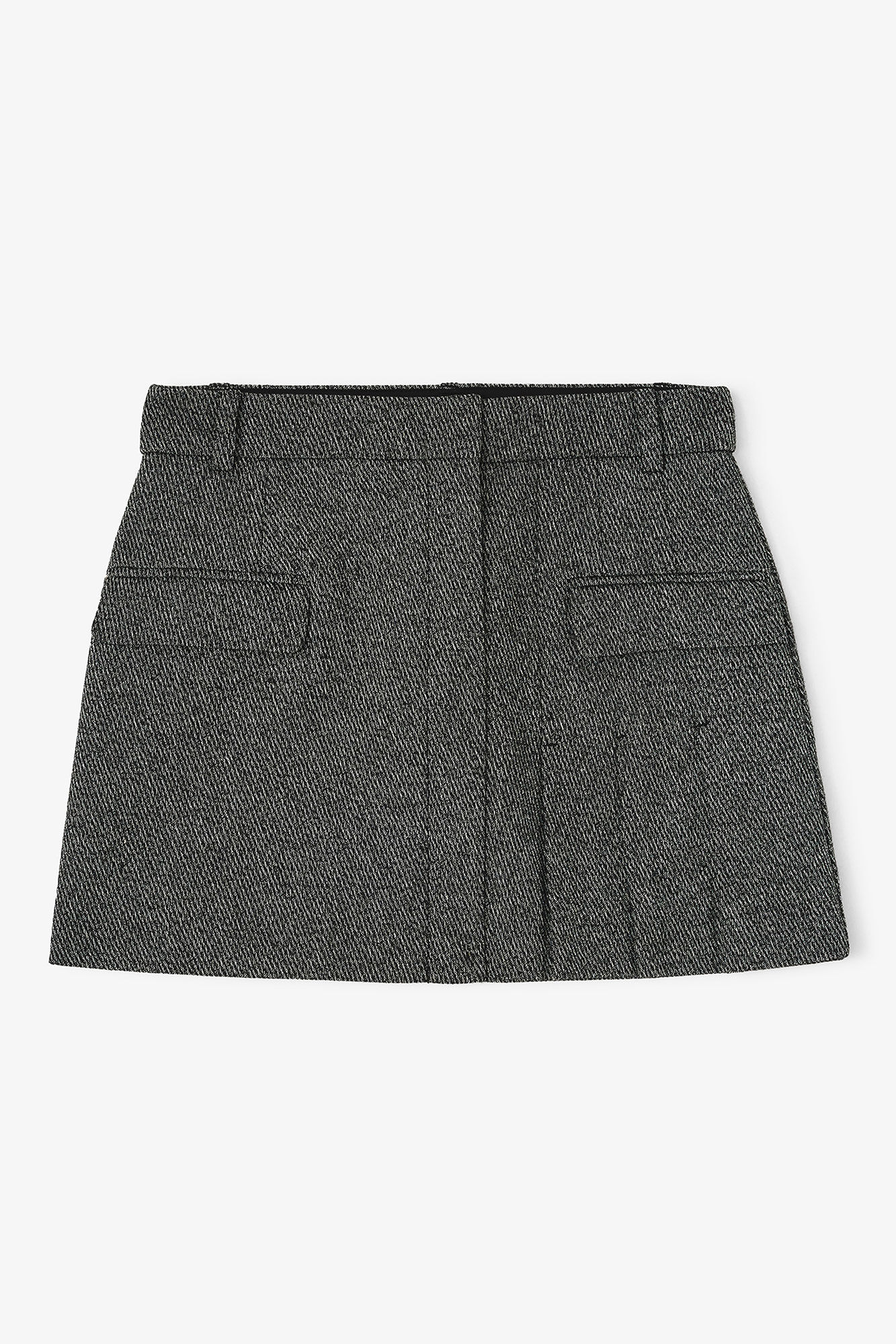Grey Suiting Mini Skirt, Organic Cotton, in colour Black - 1 - GANNI