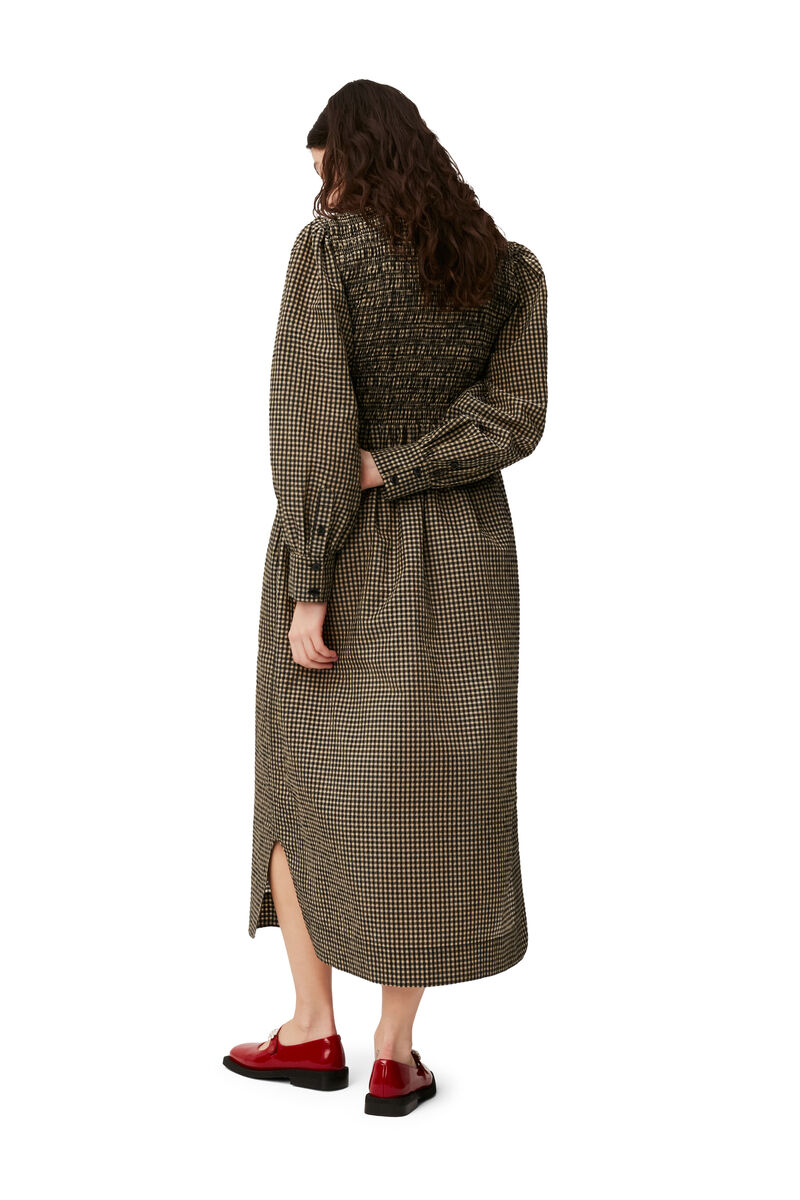 Seersucker Maxi Dress, Cotton, in colour Gingham Starfish - 2 - GANNI