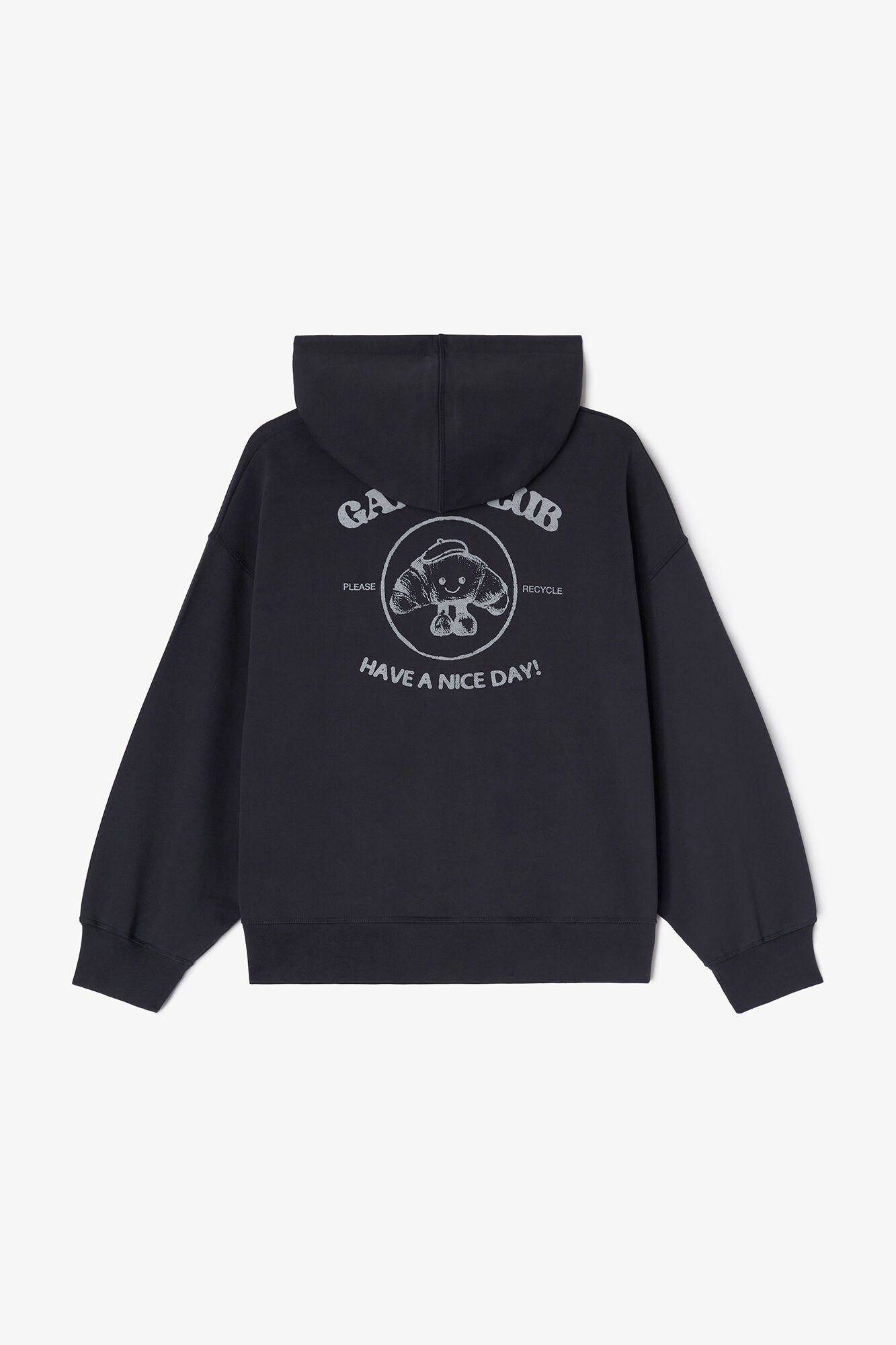Dark Grey Paris GANNI Club Hoodie, Organic Cotton, in colour Phantom - 2 - GANNI
