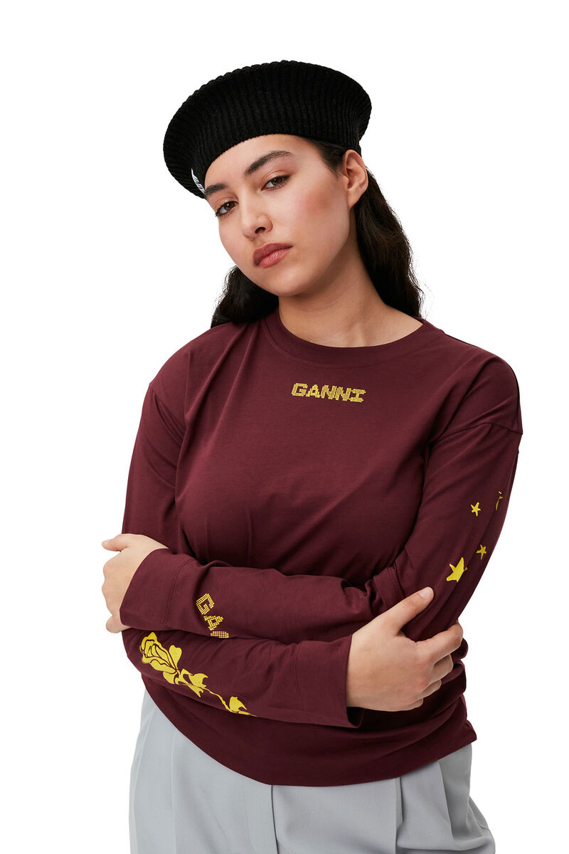 Wool Beret , in colour Black Melange - 2 - GANNI