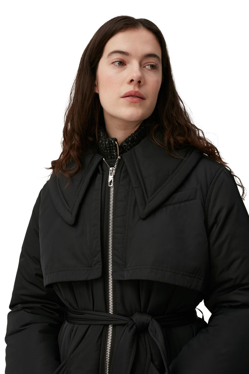 Oversized Shiny Puff Coat, Recycled Polyester, in colour Black - 3 - GANNI