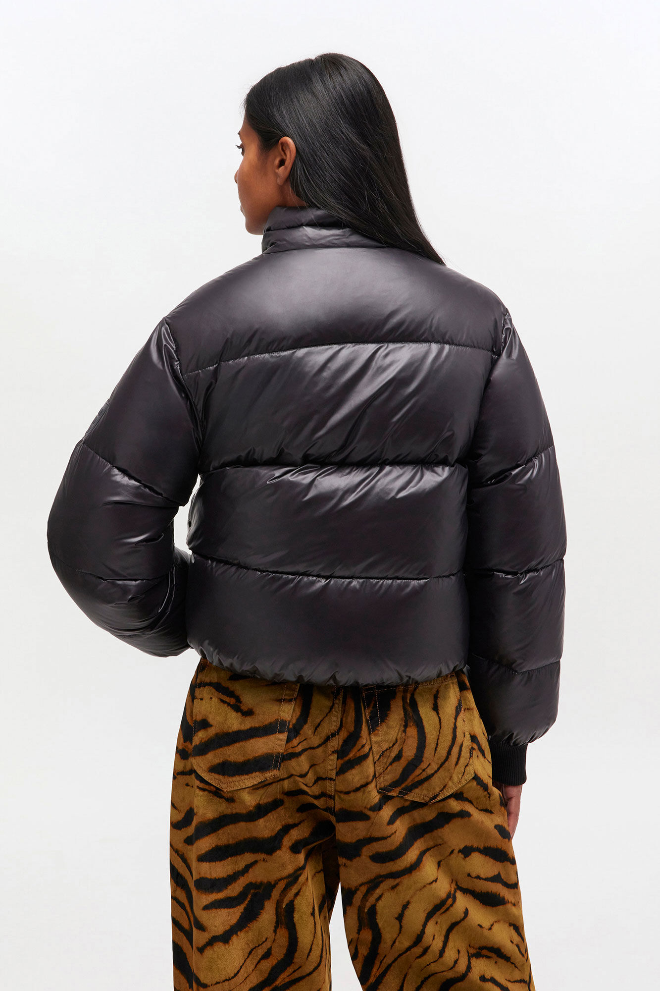 Black Short Puffer Jacket, in colour Black - 3 - GANNI