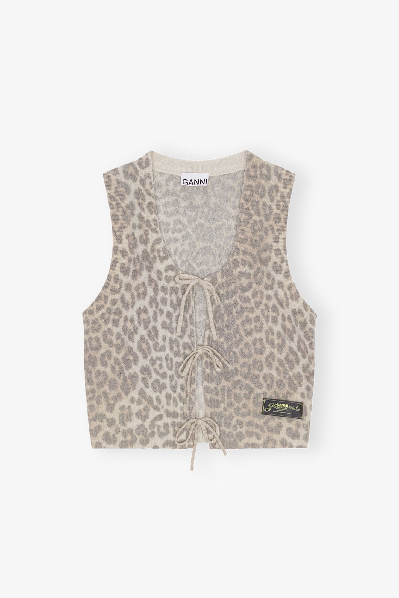 Leopard Tie String Vest | GANNI US