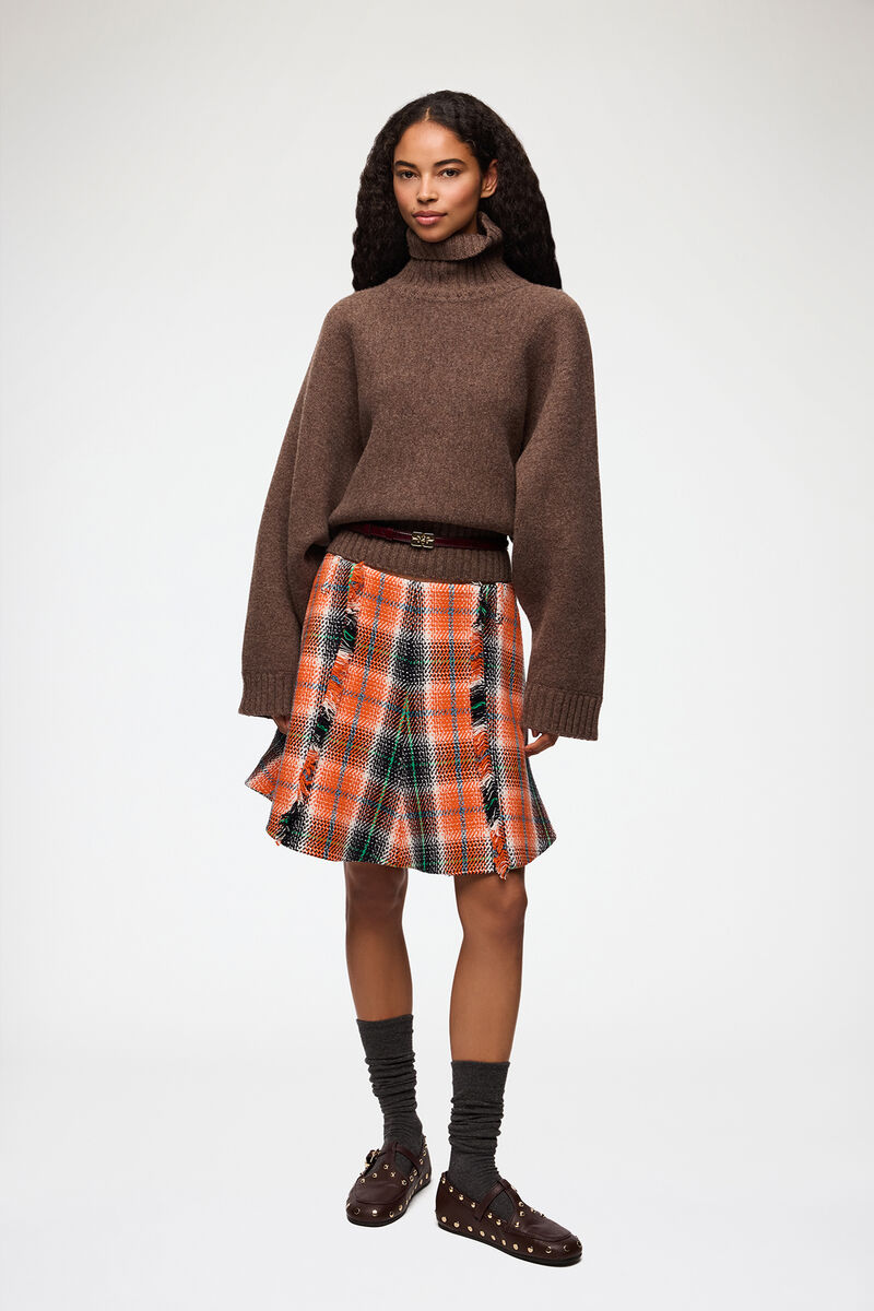 Turtleneck in Double Knit, Wool, in colour Safari - 2 - GANNI