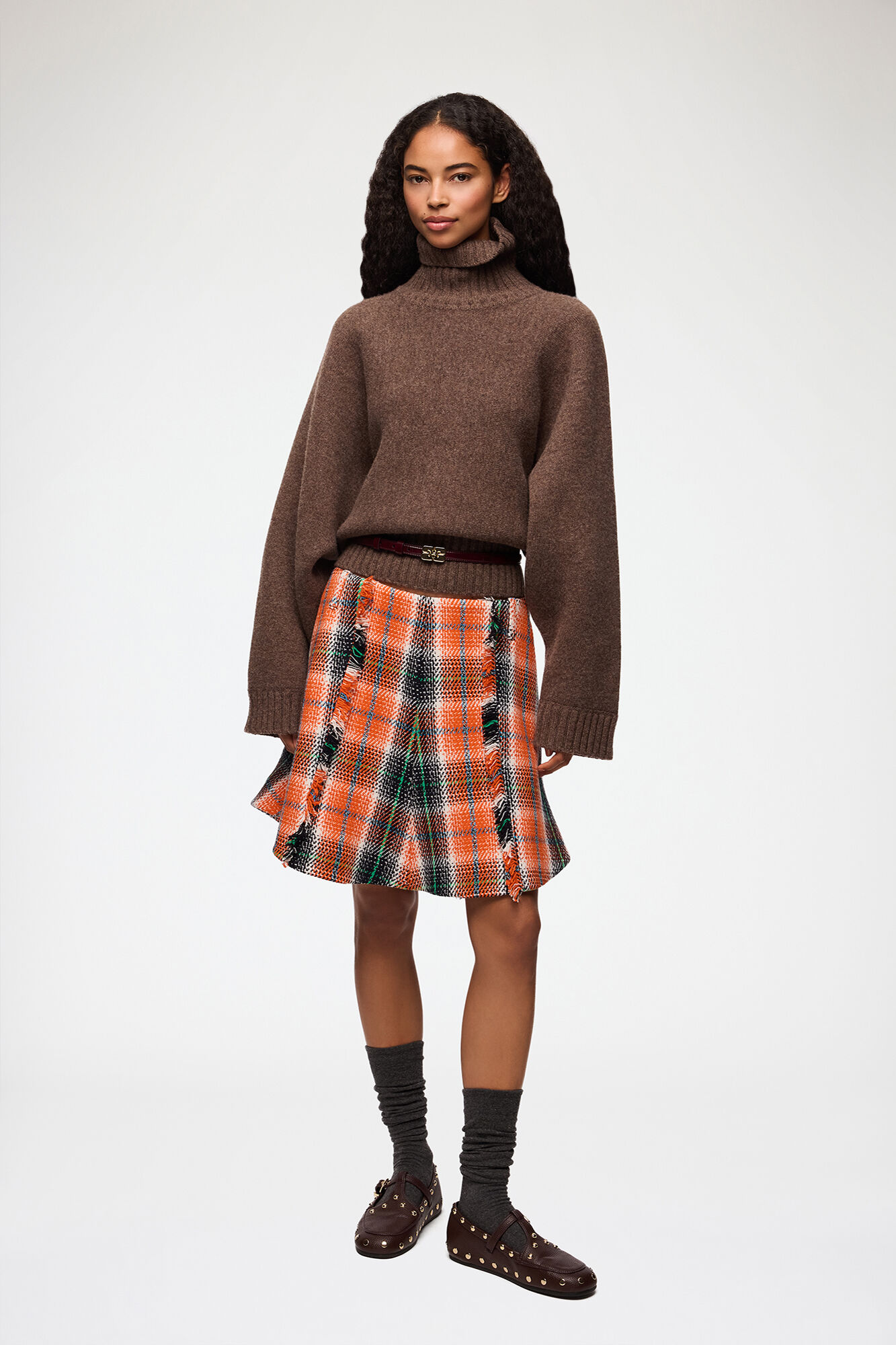 Turtleneck in Double Knit, Wool, in colour Safari - 2 - GANNI