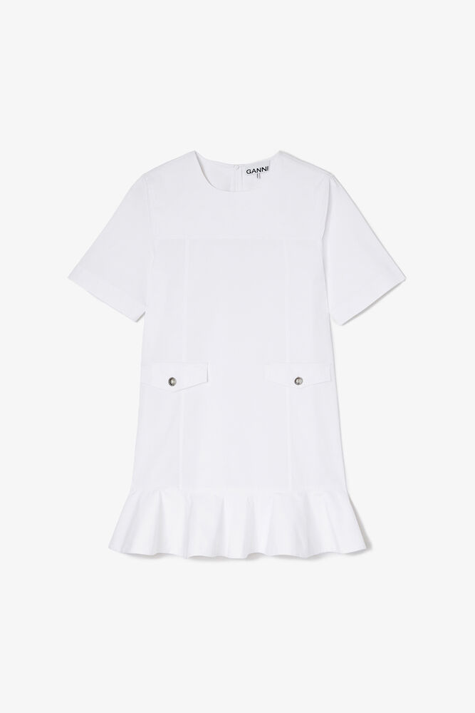 Robe courte en coton extensible, Bright White