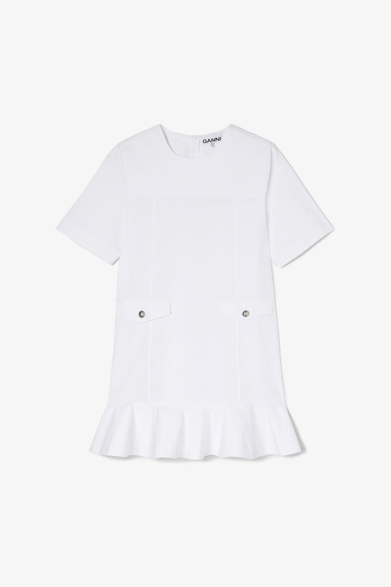 Minikjole i bomuldsstretch, Organic Cotton, in colour Bright White - 1 - GANNI