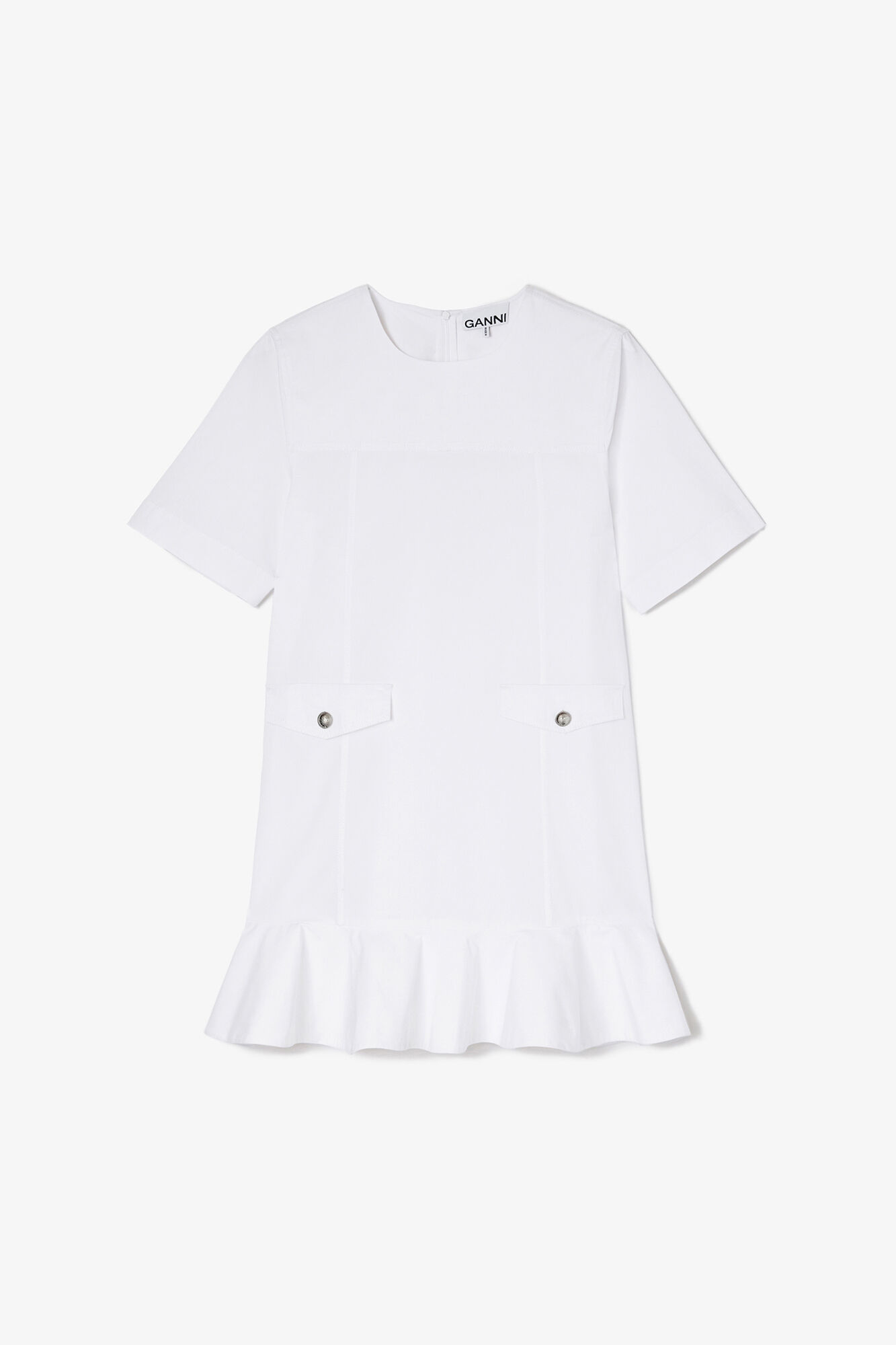 Minikjole i bomuldsstretch, Organic Cotton, in colour Bright White - 1 - GANNI