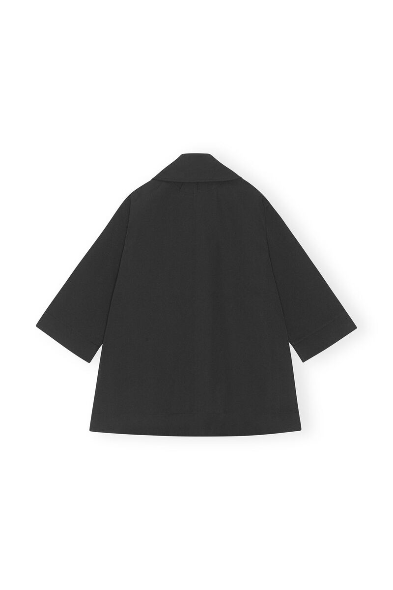 Heavy Twill Oversized Midi Jacket, Recycled Polyester, in colour Black - 2 - GANNI