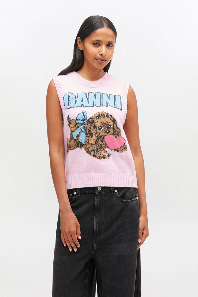 Pink Puppy Wool Vest, Chalk Pink
