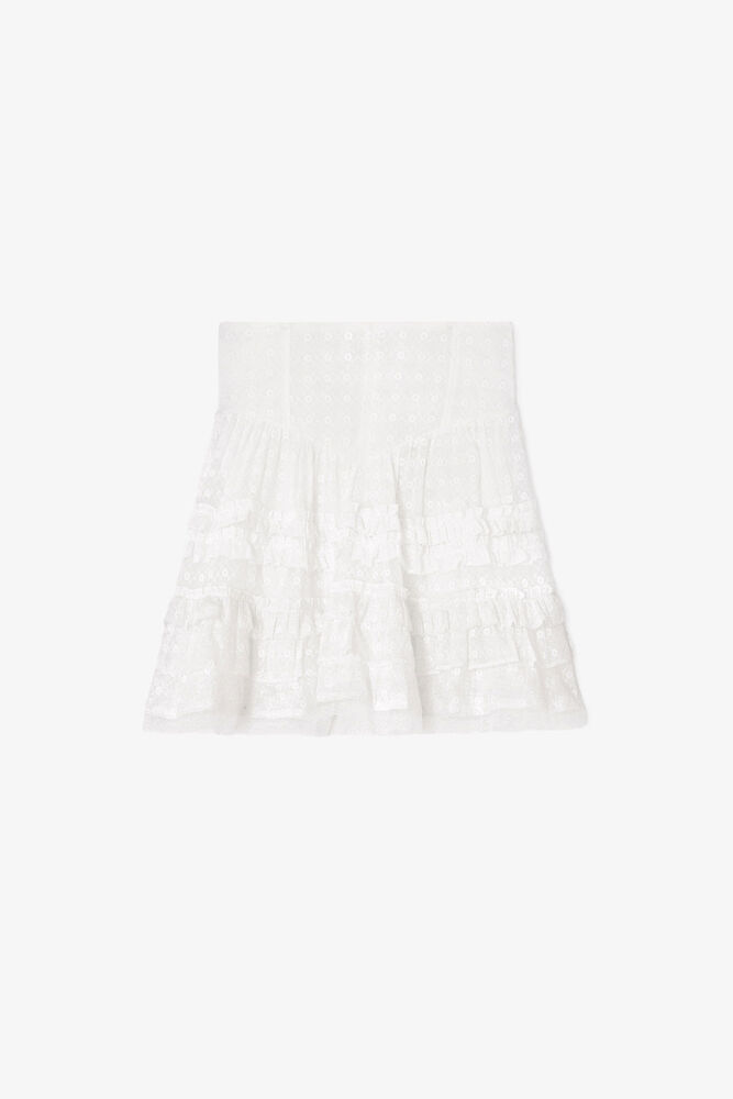 Rock aus wei&szlig;er Broderie Anglaise, Bright White