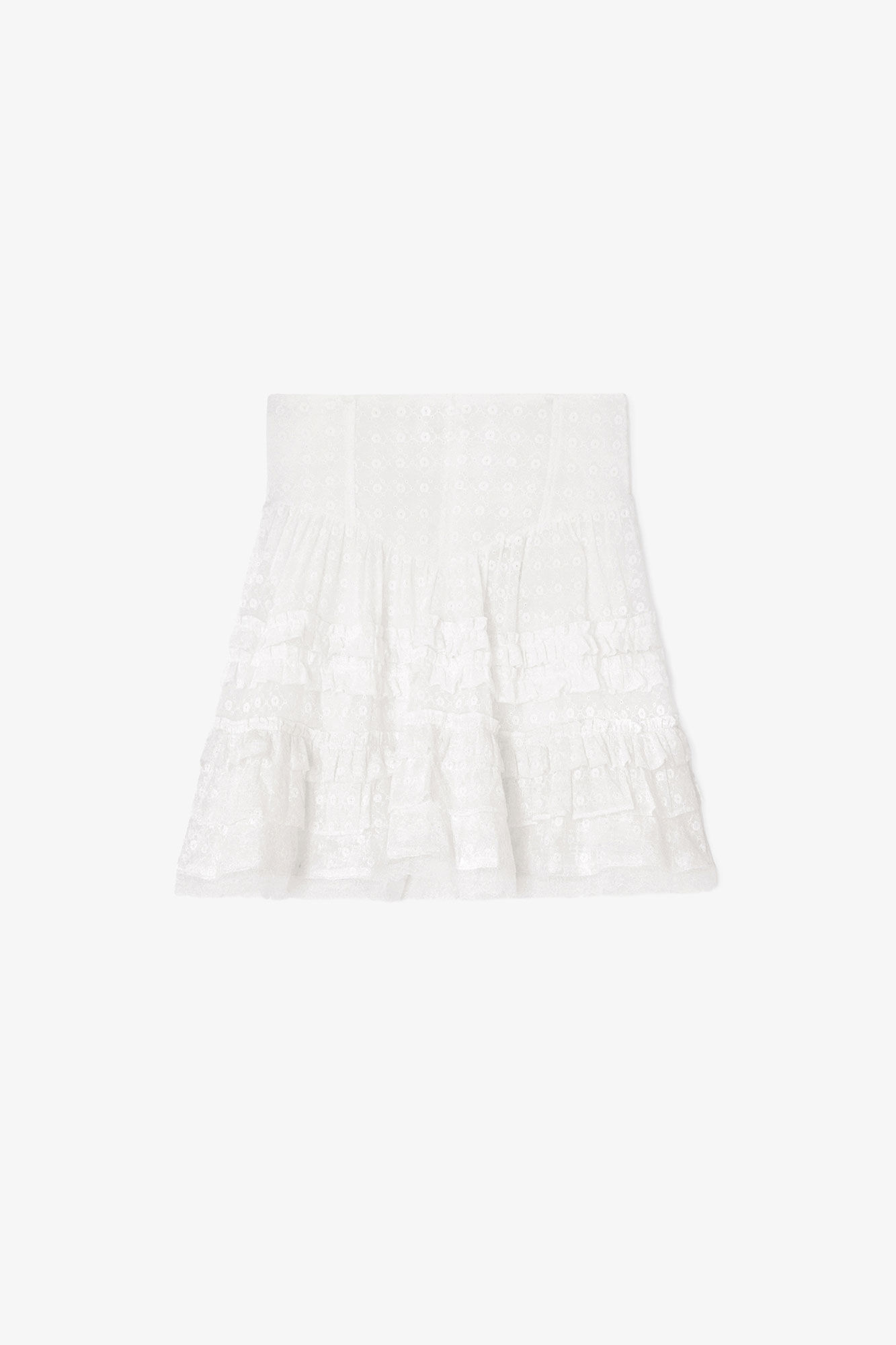 Rock aus wei&szlig;er Broderie Anglaise, Organic Cotton, in colour Bright White - 1 - GANNI
