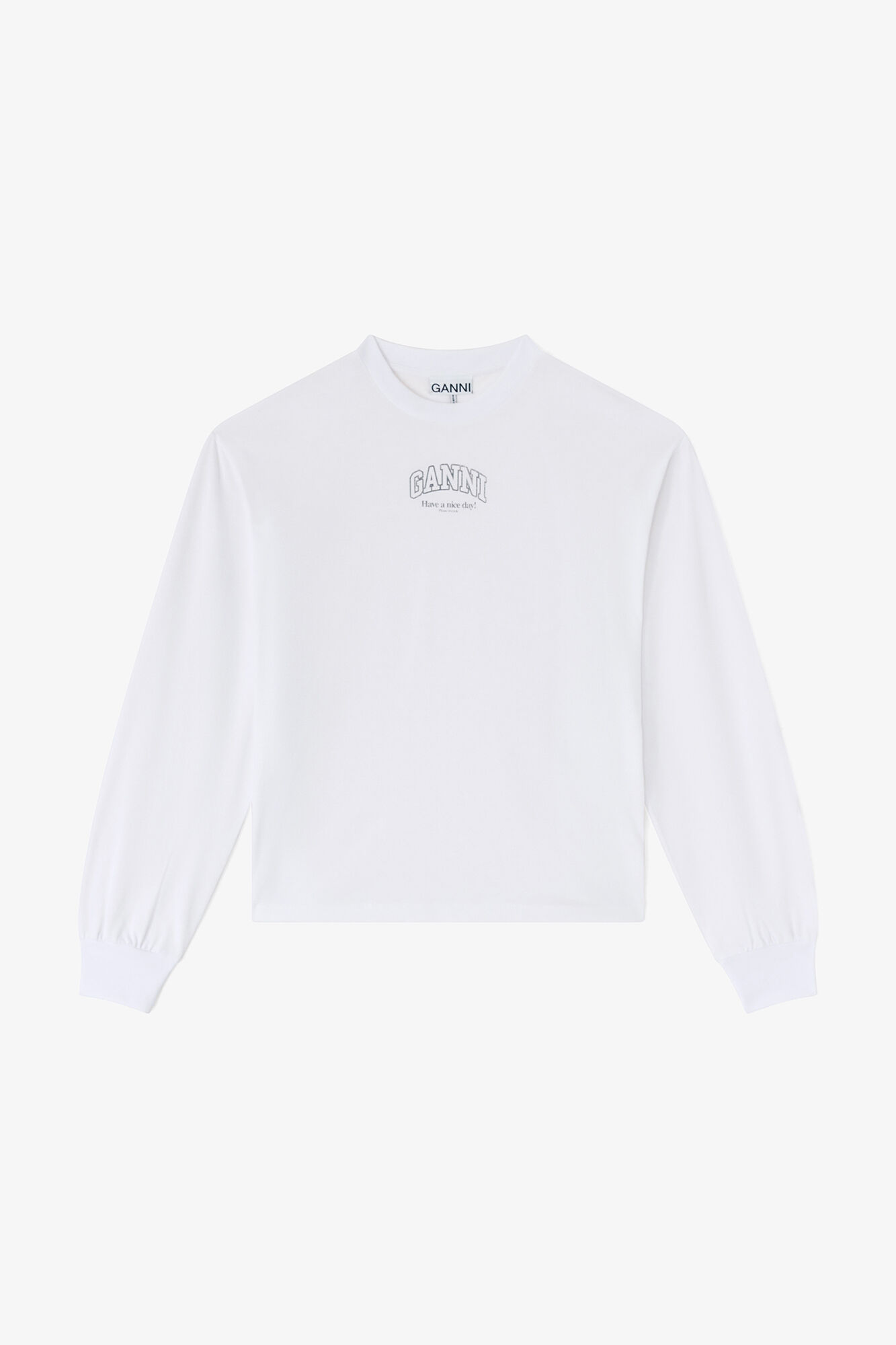 Essential Basic Long-sleeve, Organic Cotton, in colour Bright White - 1 - GANNI