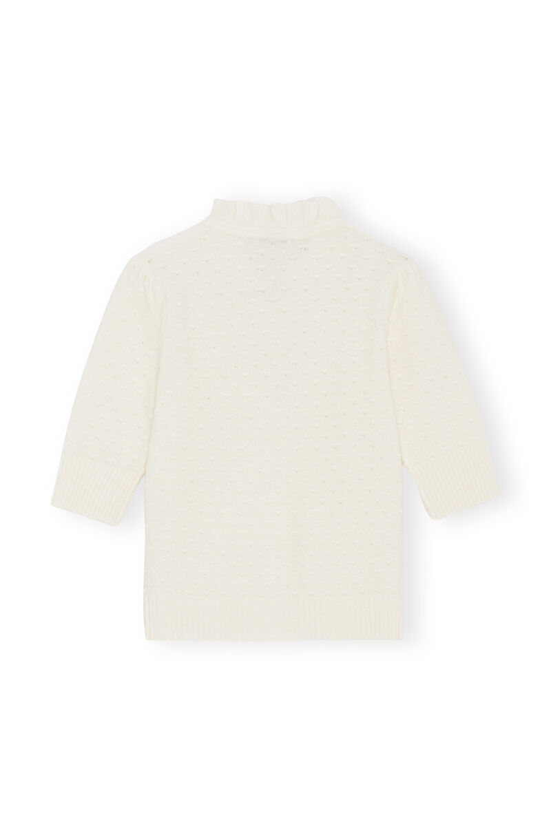 Short Sleeve Top, Alpaca, in colour Egret - 2 - GANNI