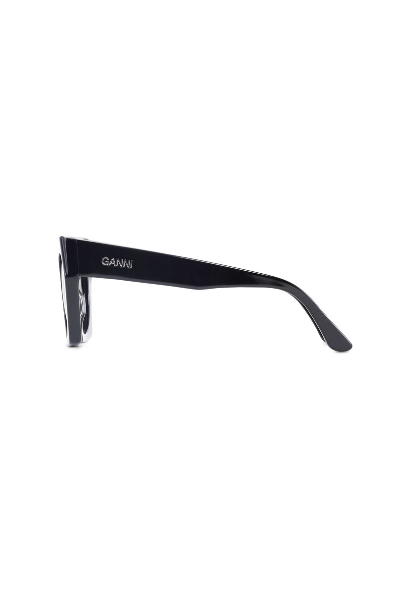 Biodegradable Oversized Sunglasses, Biodegradable Acetate, in colour Black - 2 - GANNI
