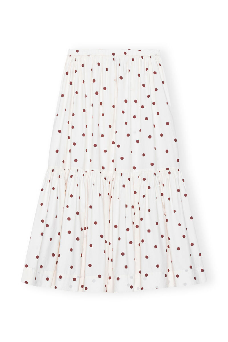 Egret Cotton Poplin Maxi Flounce Skirt | GANNI US