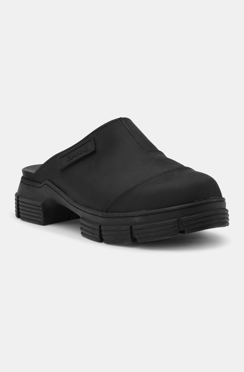 City-Mules aus recyceltem Gummi, Recycled rubber, in colour Black - 1 - GANNI
